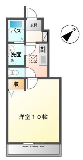 スカイウォーター(1K/1階)の間取り写真