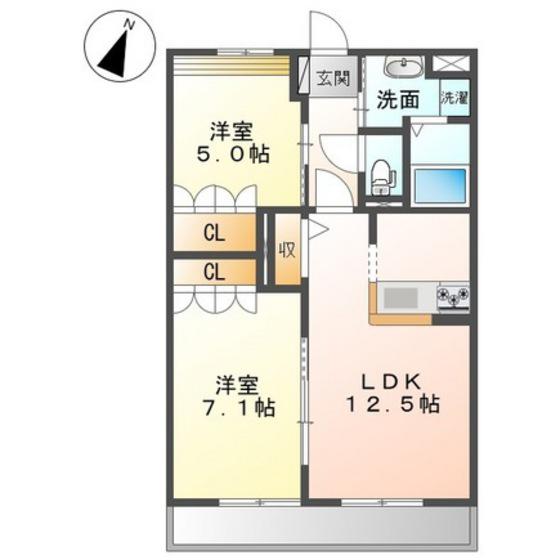 ノーブルピュア (2LDK/1階)の間取り写真