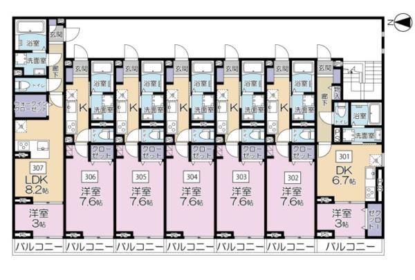 クレールレジデンス(1K/1階)の間取り写真