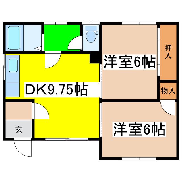ミヨシマンション(2DK/2階)の間取り写真