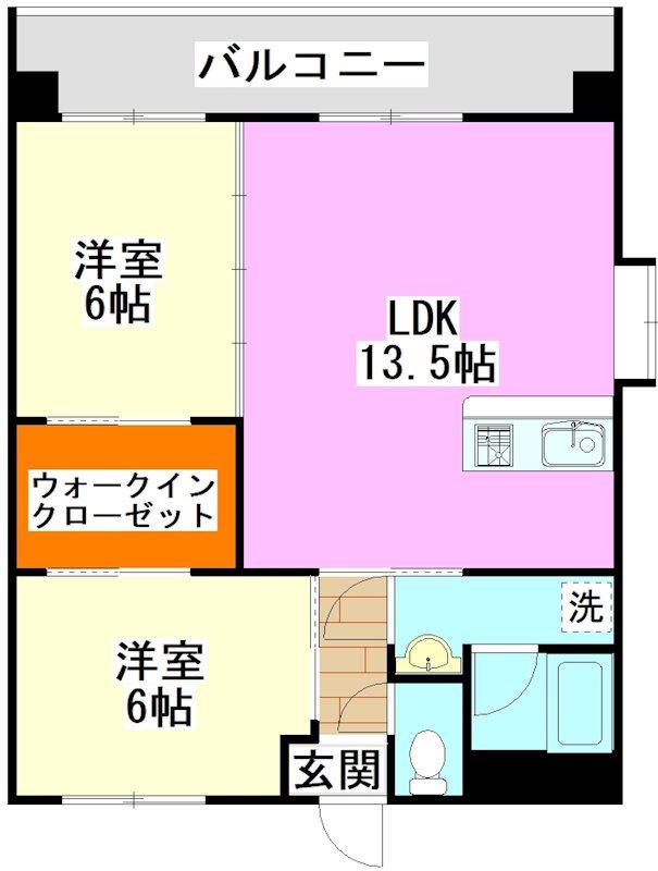 ラ・ヴィータローザ(2LDK/1階)の間取り写真