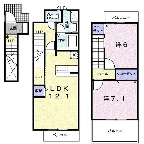 プリュジュール(2LDK/2階)の間取り写真