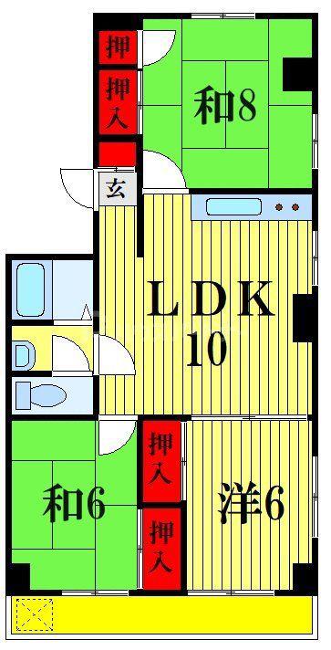 ハイライフみのり台(3LDK/3階)の間取り写真