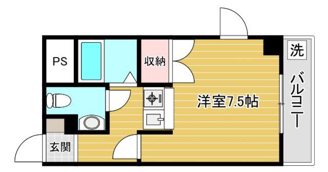 ヴィラ芥川(1K/3階)の間取り写真