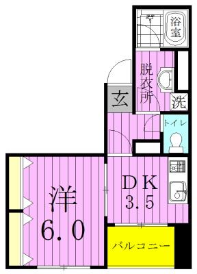 アンプルールフェールスリーズ(1DK/4階)の間取り写真