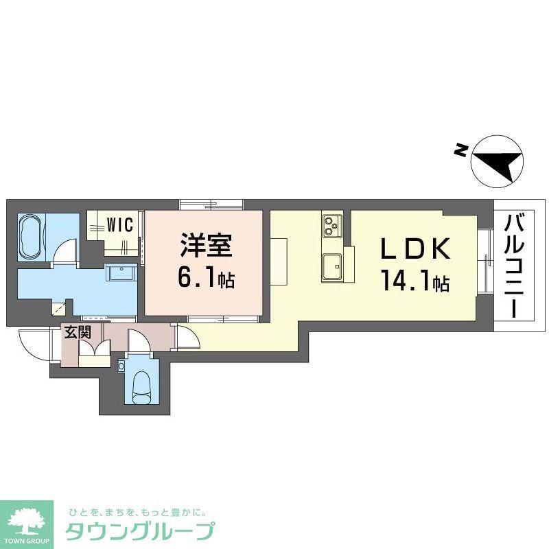 西武多摩川線 多磨駅 徒歩3分 3階建 築1年(1LDK/2階)の間取り写真