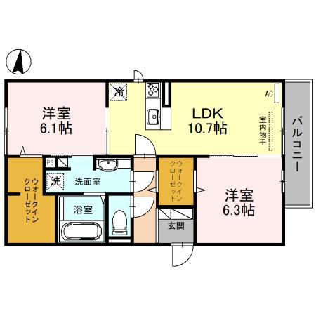 イーストラインII(2LDK/1階)の間取り写真
