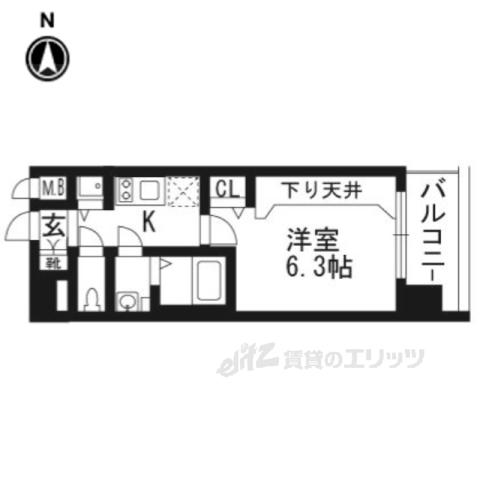 プレサンス京都鴨川(1K/3階)の間取り写真