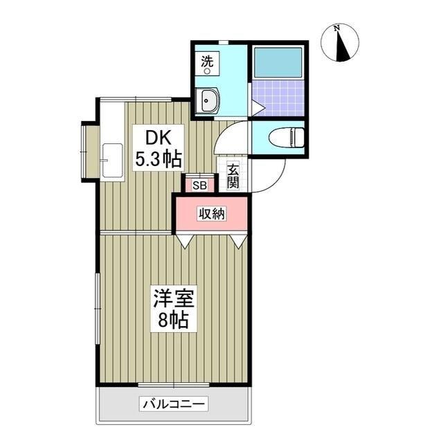キセハイツ(1K/2階)の間取り写真