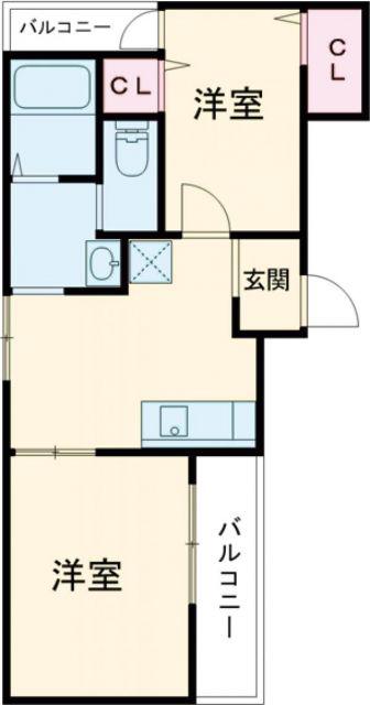 グロースコート恵我之荘(2DK/1階)の間取り写真