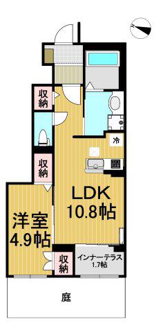 メゾン・ド・プランタン(1LDK/1階)の間取り写真