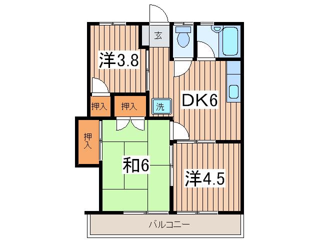 ドエル籾山I(3DK/2階)の間取り写真