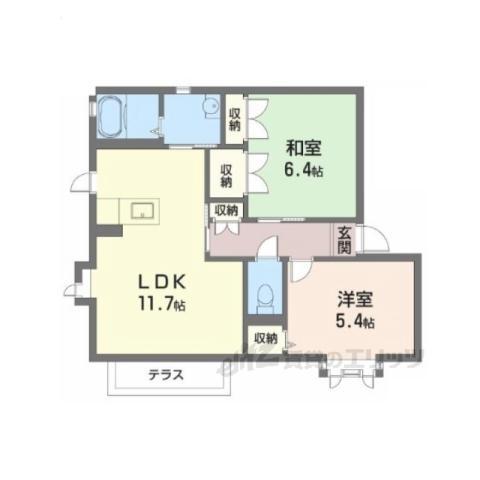 ファミーユ下山(2LDK/1階)の間取り写真