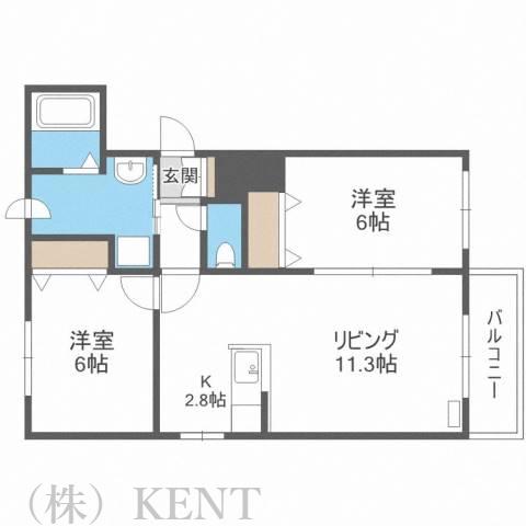ワンアンドオンリー(2LDK/4階)の間取り写真