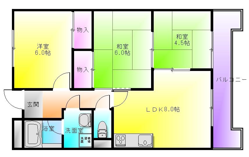 ミラーハイツタバタ(3LDK/2階)の間取り写真
