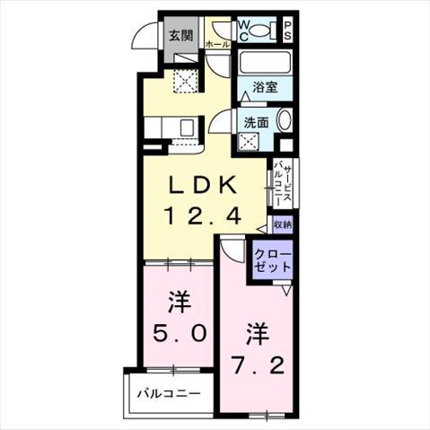 LES AILES‐レゼル‐(2LDK/2階)の間取り写真