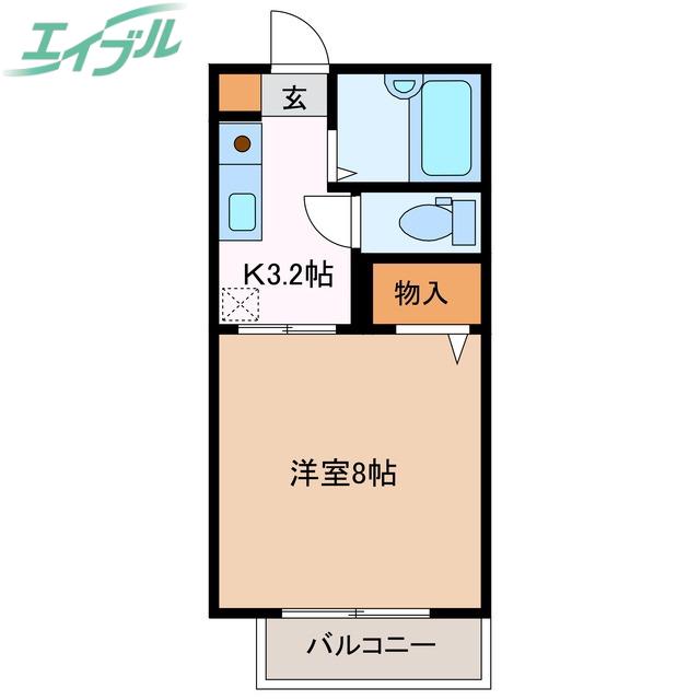 ステージア日永 E棟(1K/2階)の間取り写真