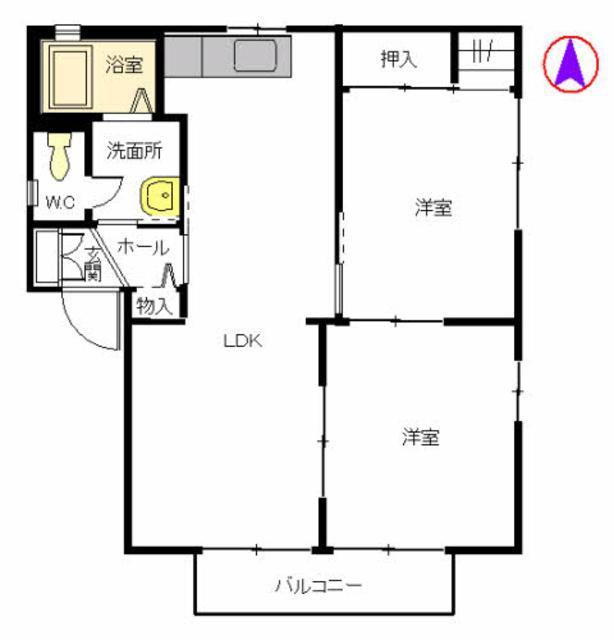 アネスト国府(2LDK/2階)の間取り写真