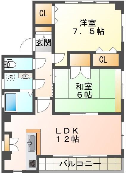 島田マンション(2LDK/2階)の間取り写真