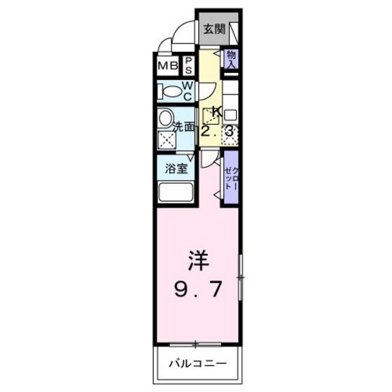フラワーベル(1K/1階)の間取り写真