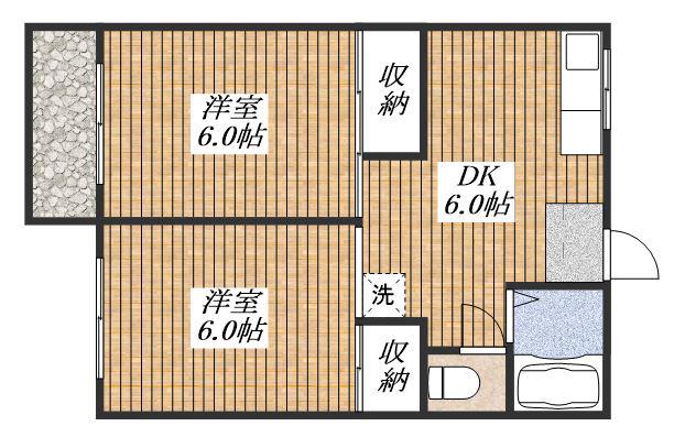 ハイツ17(2DK/2階)の間取り写真