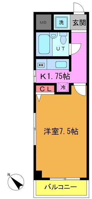 テラス137(1K/4階)の間取り写真