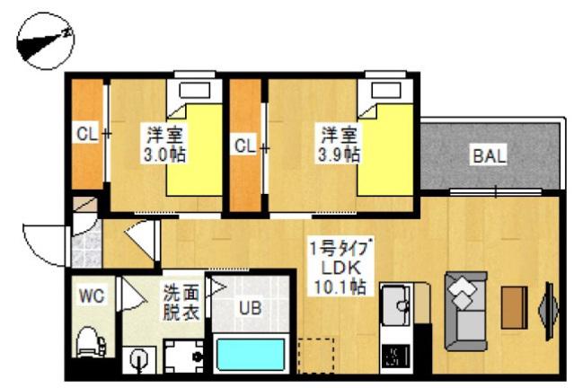 REGALEST LUCENTE(2LDK/1階)の間取り写真