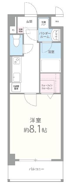 モントーレヒルズ東櫛原(1K/3階)の間取り写真
