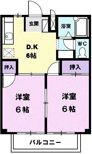 シャンポール(2DK/1階)の間取り写真