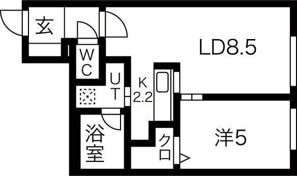 リラサンテ東札幌(1LDK/3階)の間取り写真