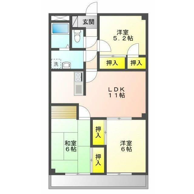 ヴェルデ(3LDK/1階)の間取り写真