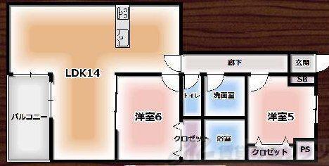 MS.HILLS千里丘ノース(2LDK/1階)の間取り写真