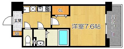 レジュールアッシュJUSO(1K/3階)の間取り写真