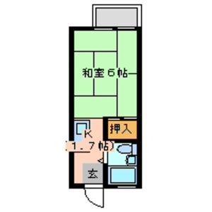 ハイツ向陽(1K/2階)の間取り写真