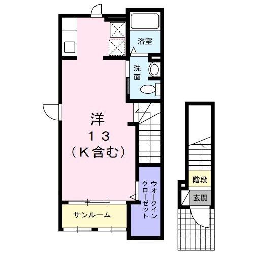ルナ ルーチェ(ワンルーム/2階)の間取り写真