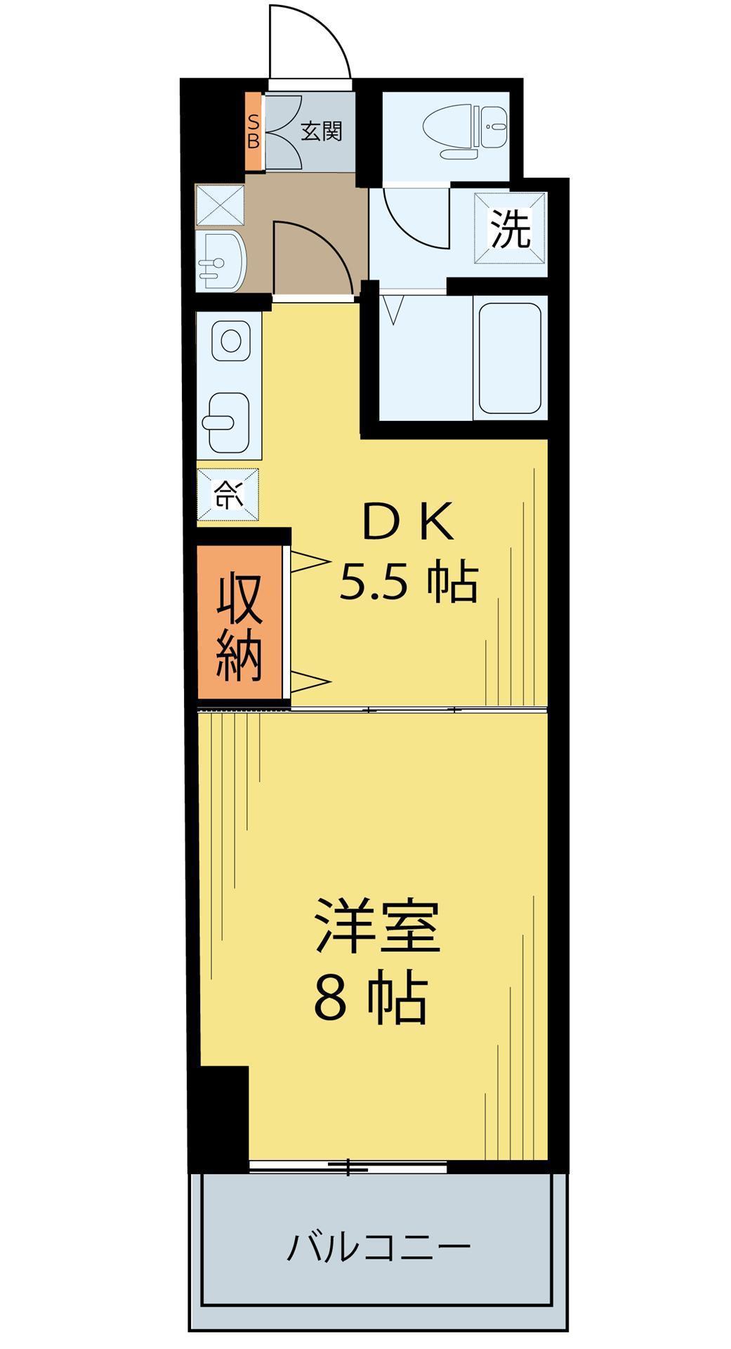 ベルシティ榴ヶ岡(1DK/11階)の間取り写真