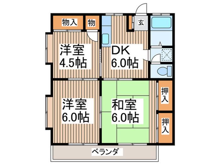 ハイツ早川(3DK/2階)の間取り写真