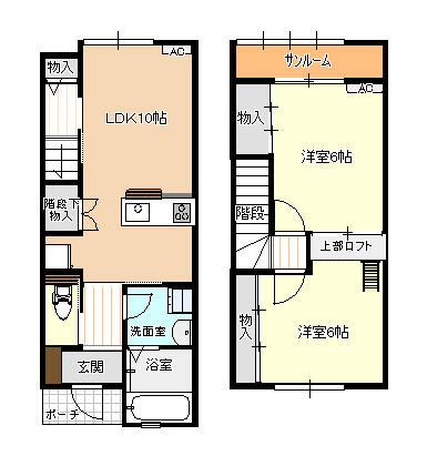 ファイン本郷C(2LDK/1階)の間取り写真