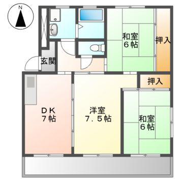 コーポ苗田(3DK/4階)の間取り写真