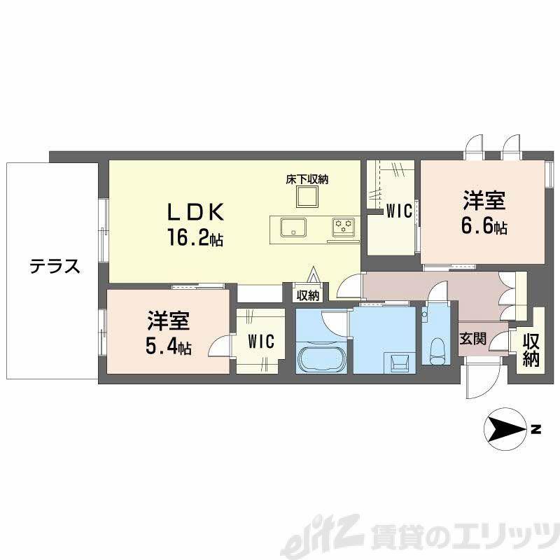 シャーメゾングランレーヴ(2LDK/1階)の間取り写真