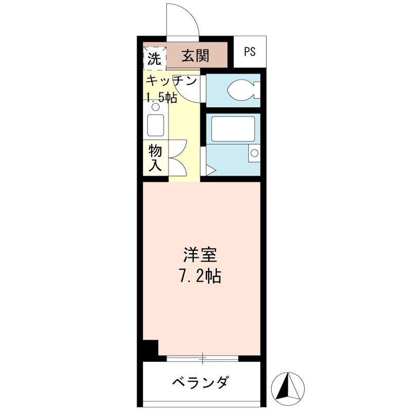 SUNSHINETOWER(ワンルーム/2階)の間取り写真