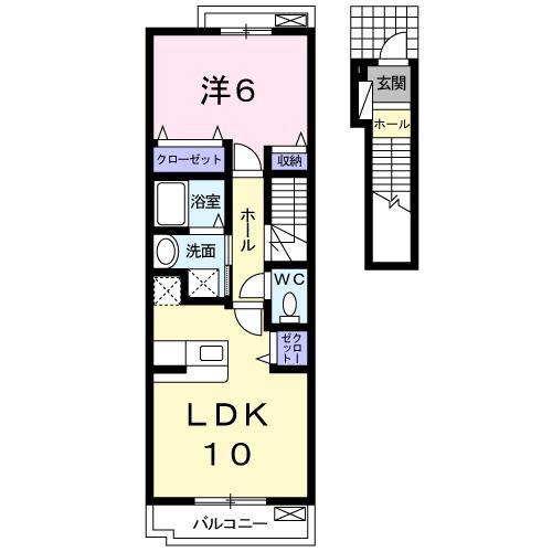 ブリアン ドゥーエ(1LDK/2階)の間取り写真