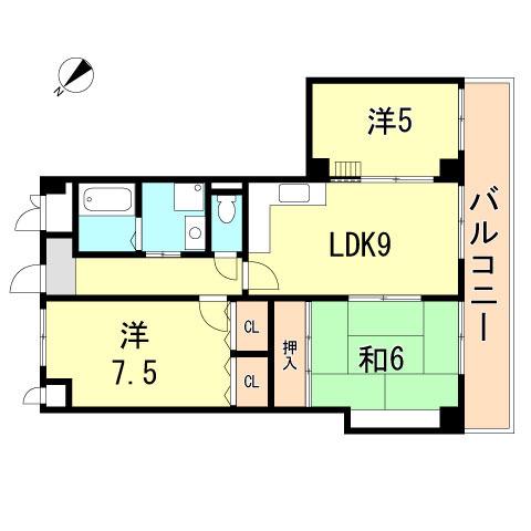 マノワールINO(3LDK/3階)の間取り写真