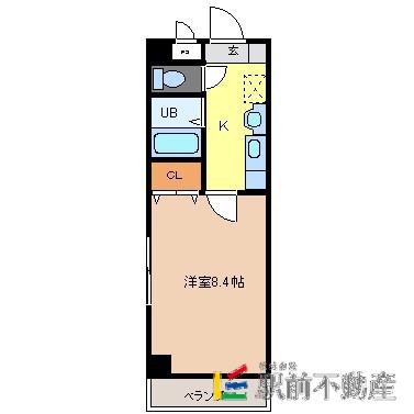 ポートメントウエスト(1K/4階)の間取り写真