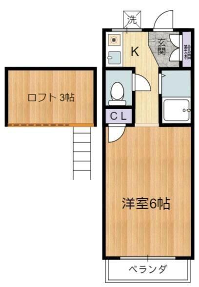 ハイツポストサイド(1K/2階)の間取り写真