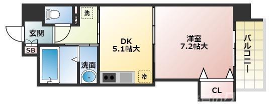 グレースTM(1DK/6階)の間取り写真