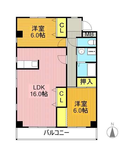 アーサコパン(2LDK/2階)の間取り写真