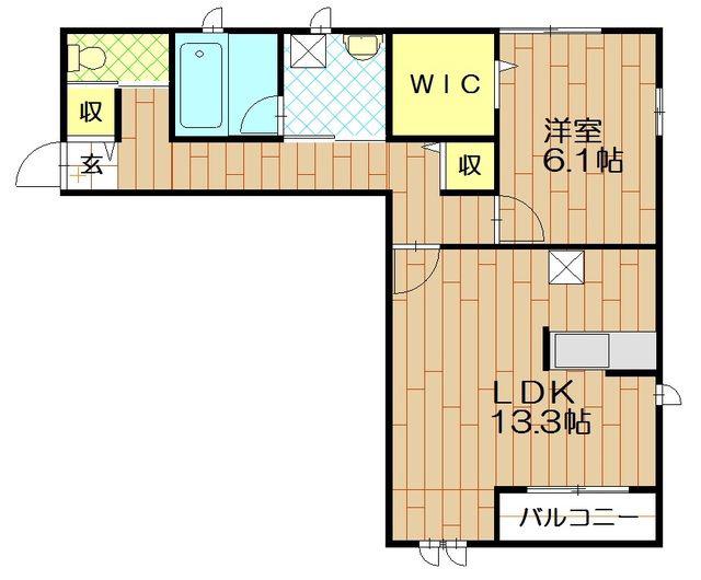 イーハトーヴたつみ野(1LDK/1階)の間取り写真