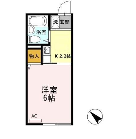 オイカワハイツ(1K/2階)の間取り写真