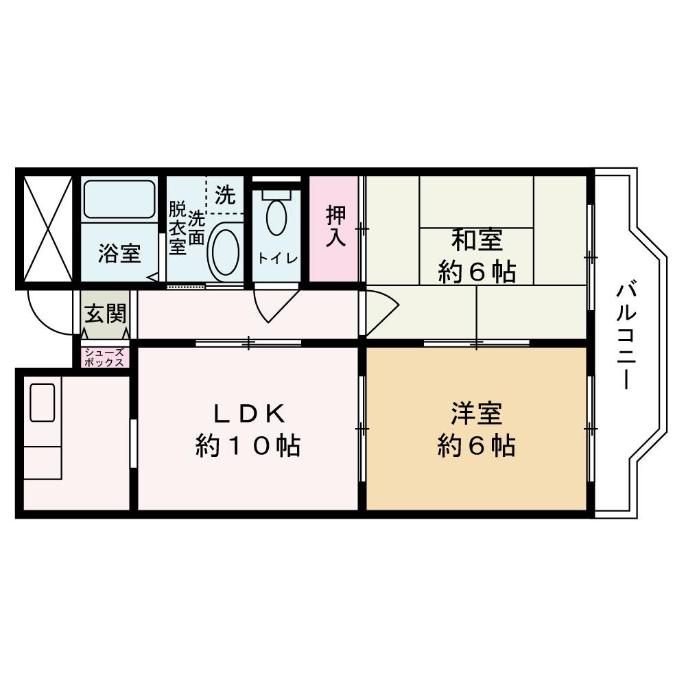 ロイヤル忍ヶ丘(2LDK/2階)の間取り写真